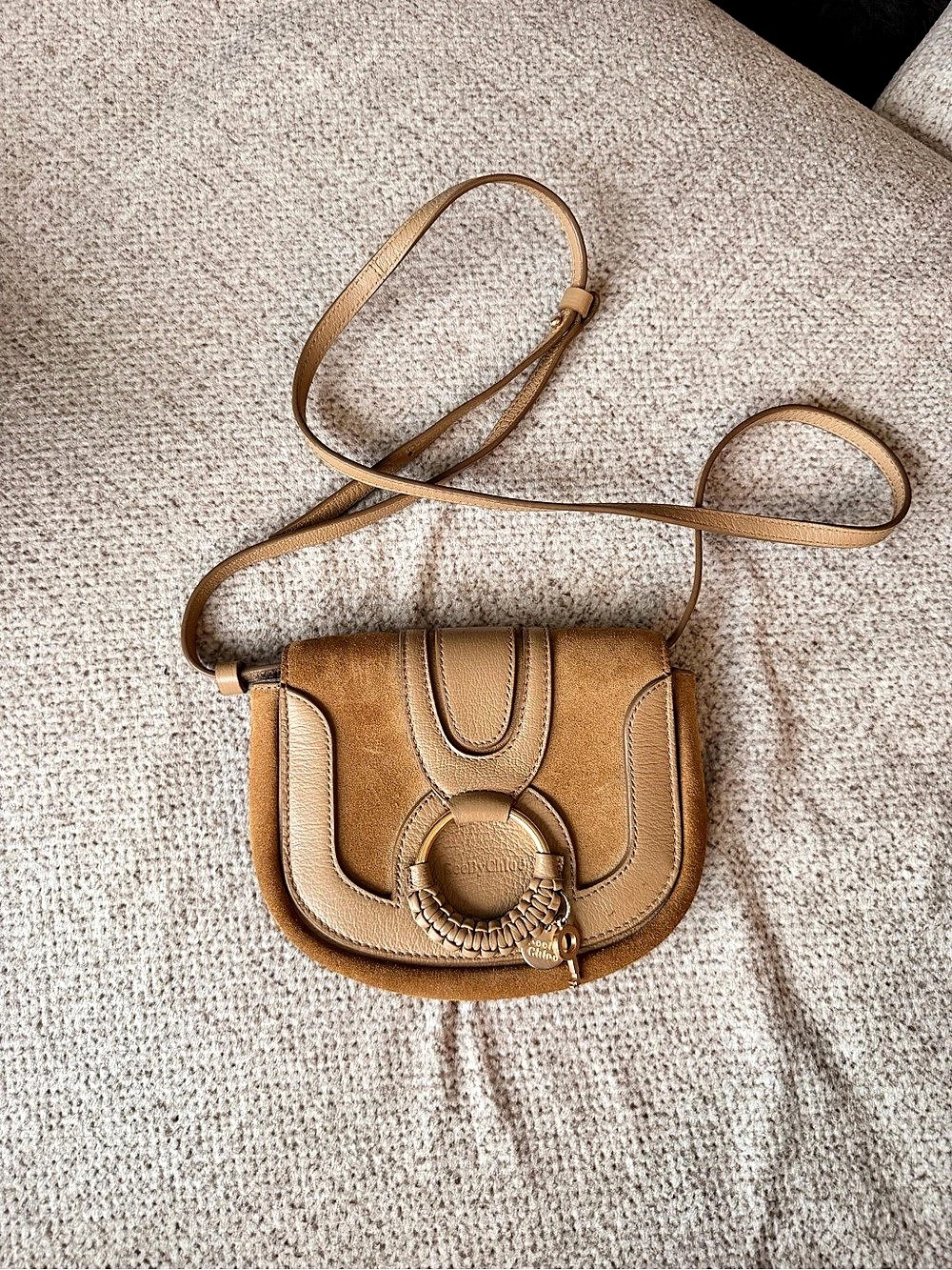 Chloé Hana Small Crossbody Bag in Brown & Tan